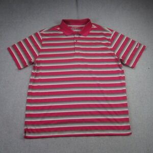 Nike Golf Polo Shirt Mens Large Pink Striped Tour Performance DrifIT SS‎